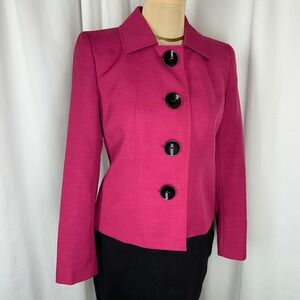 Kasper Pink Blazer Jacket Petite 2P Lined Career Office Button Front
